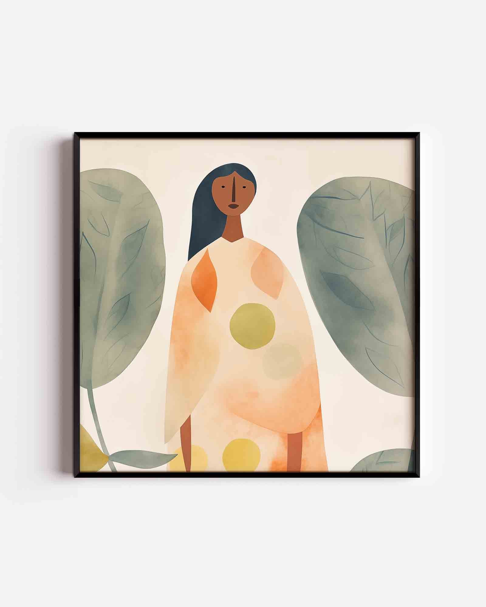 Vrouw met bladeren Poster