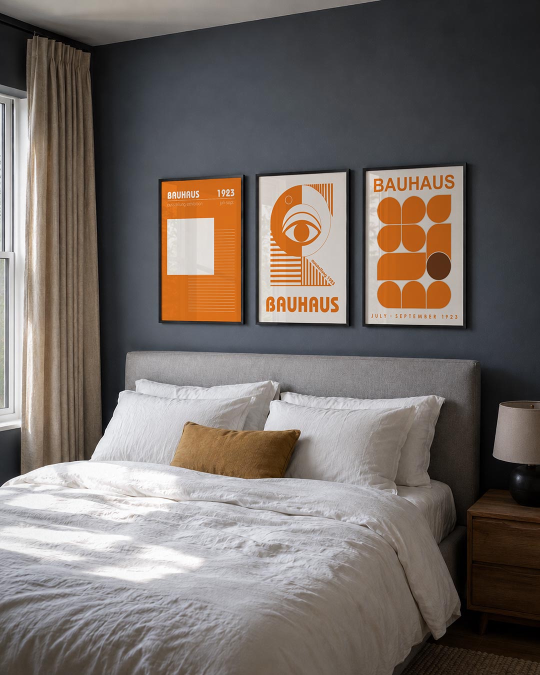Oranje lijnencompositie Posterset