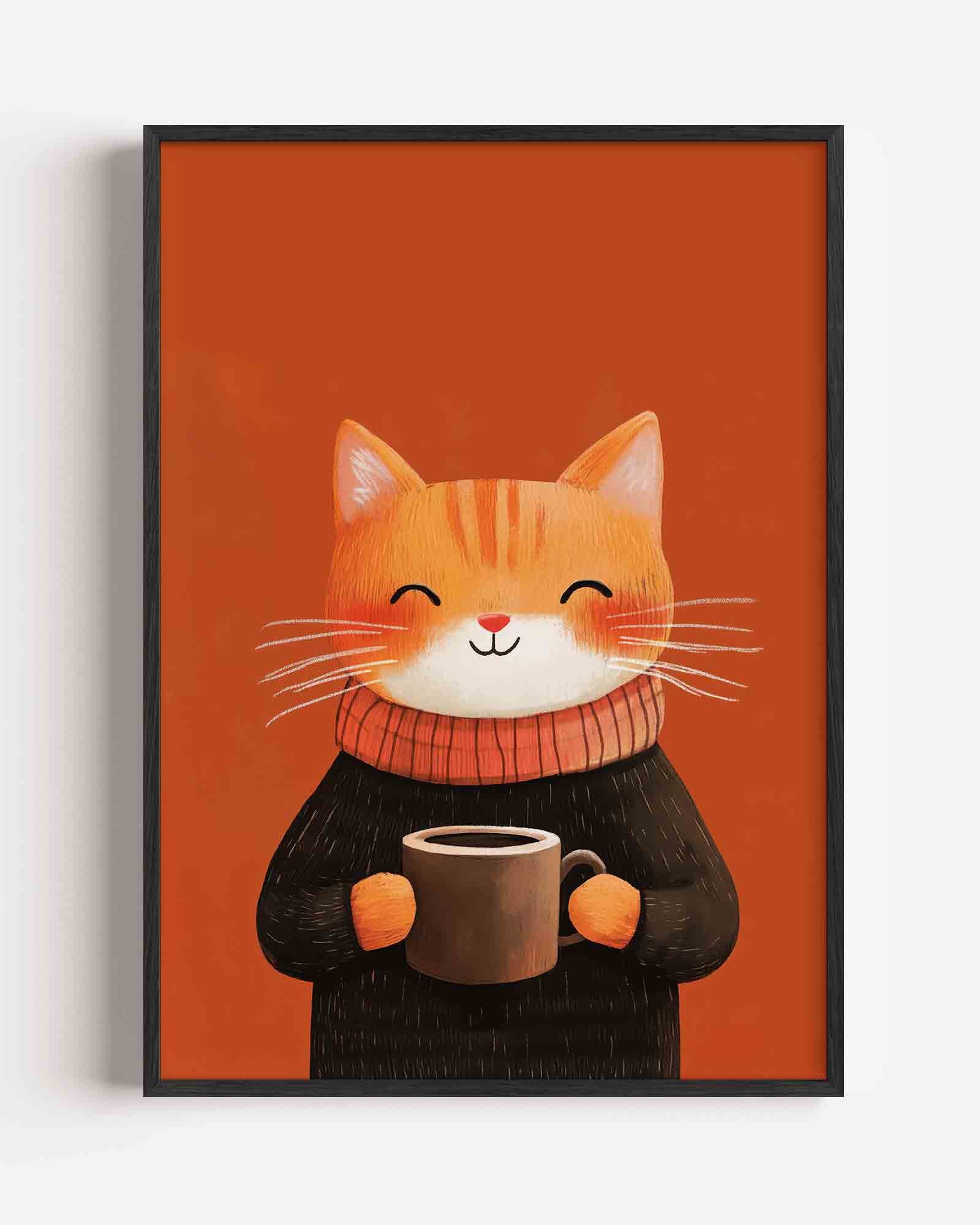 Kat met kopje Poster