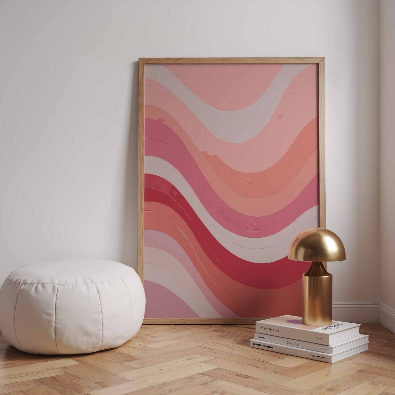 Vrolijke Golven in Roze Poster-WallArtistic