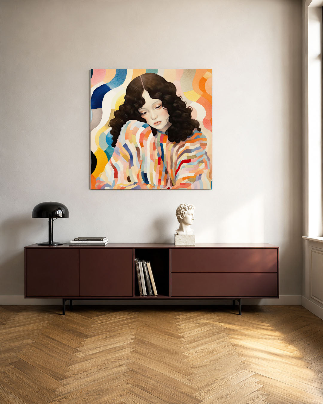 Golvende kleurenportret Kunstwerk