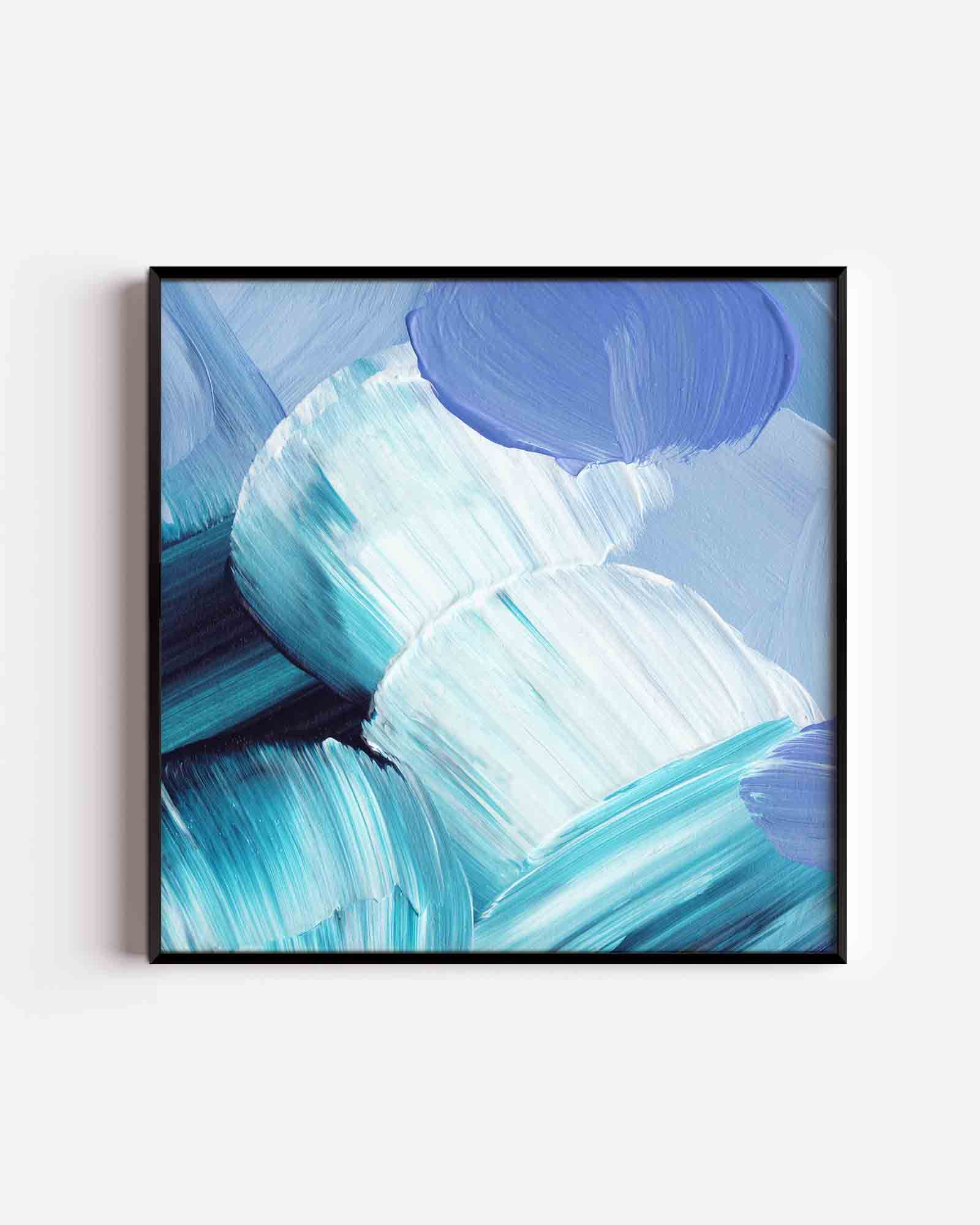 Abstracte blauwe penseelstreken Poster