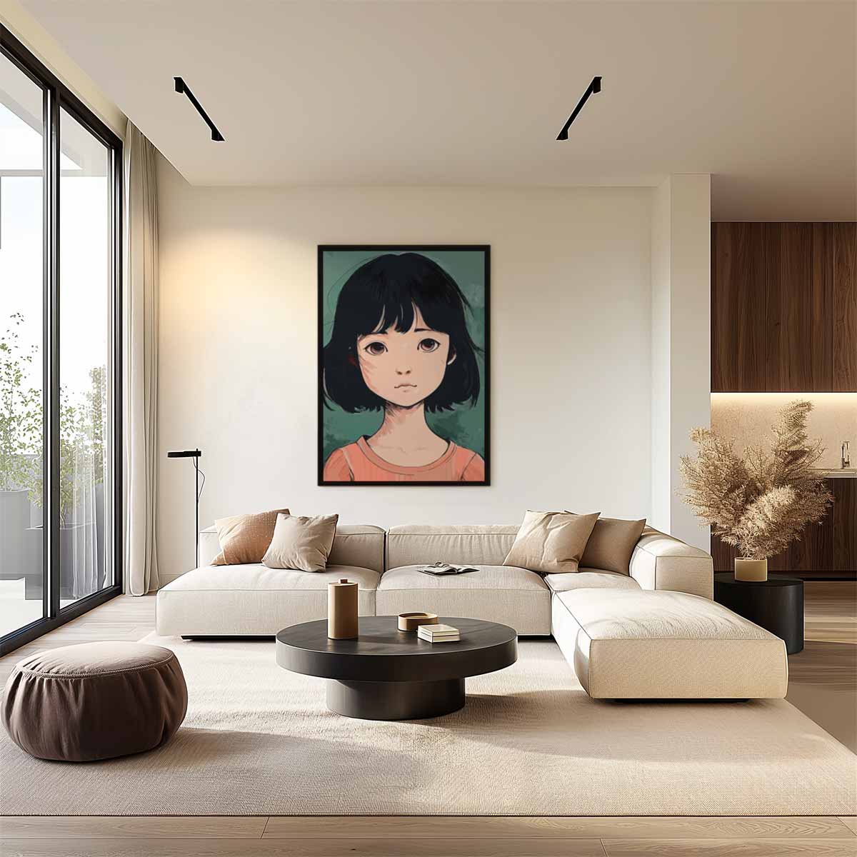 Dromerige Blik Portretkunst Kunstwerk-canvas-dibond-plexiglas-wanddecoratie-WallArtistic