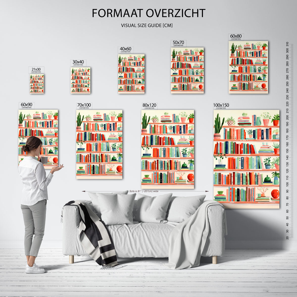 Boekenplank met planten Poster