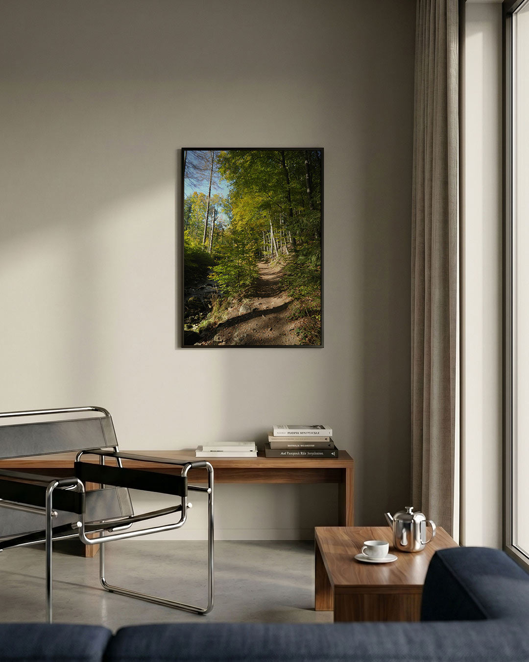 Boswandeling zonnig pad Poster