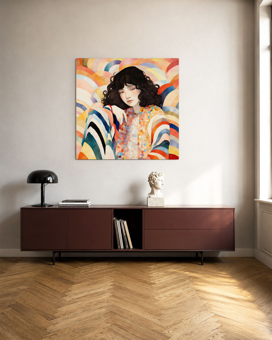 Vrouwelijk portret met patronen Kunstwerk