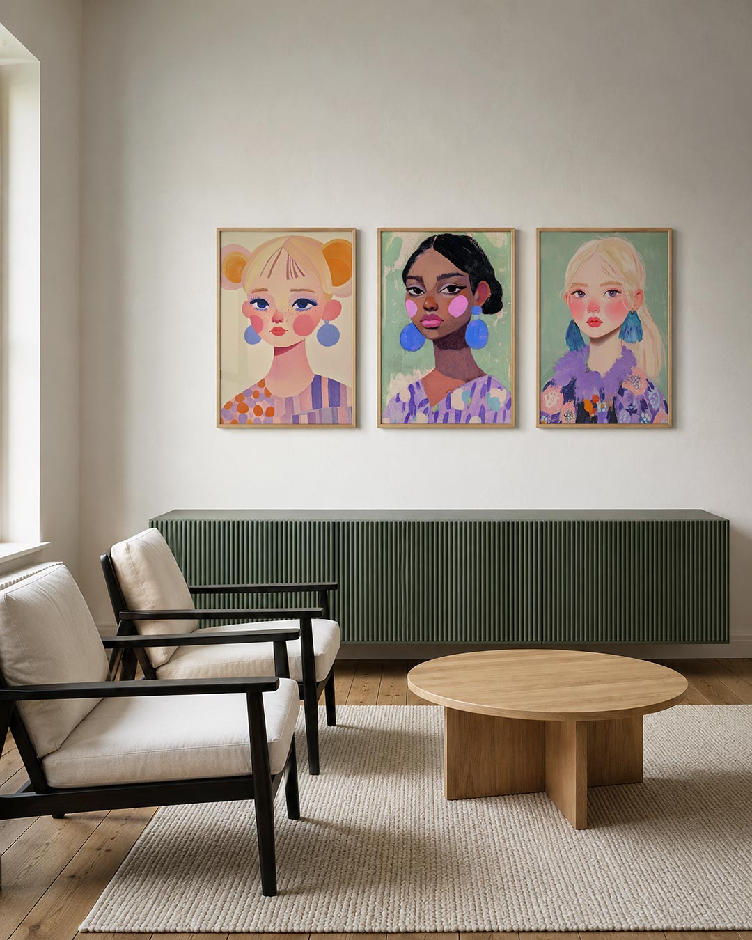 Kleurrijke portretvlakken Posterset