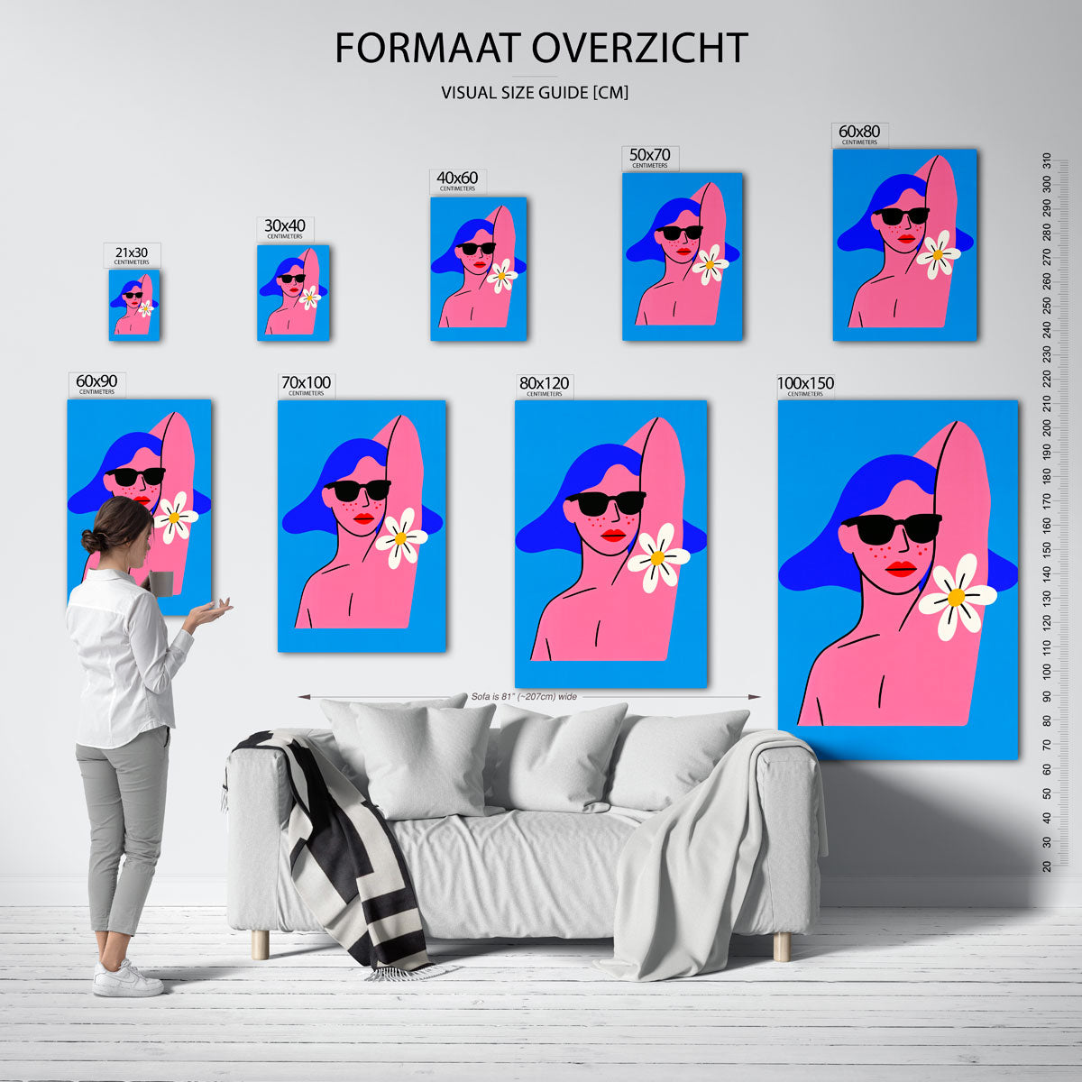 Vrouw met zonnebril en bloem Poster