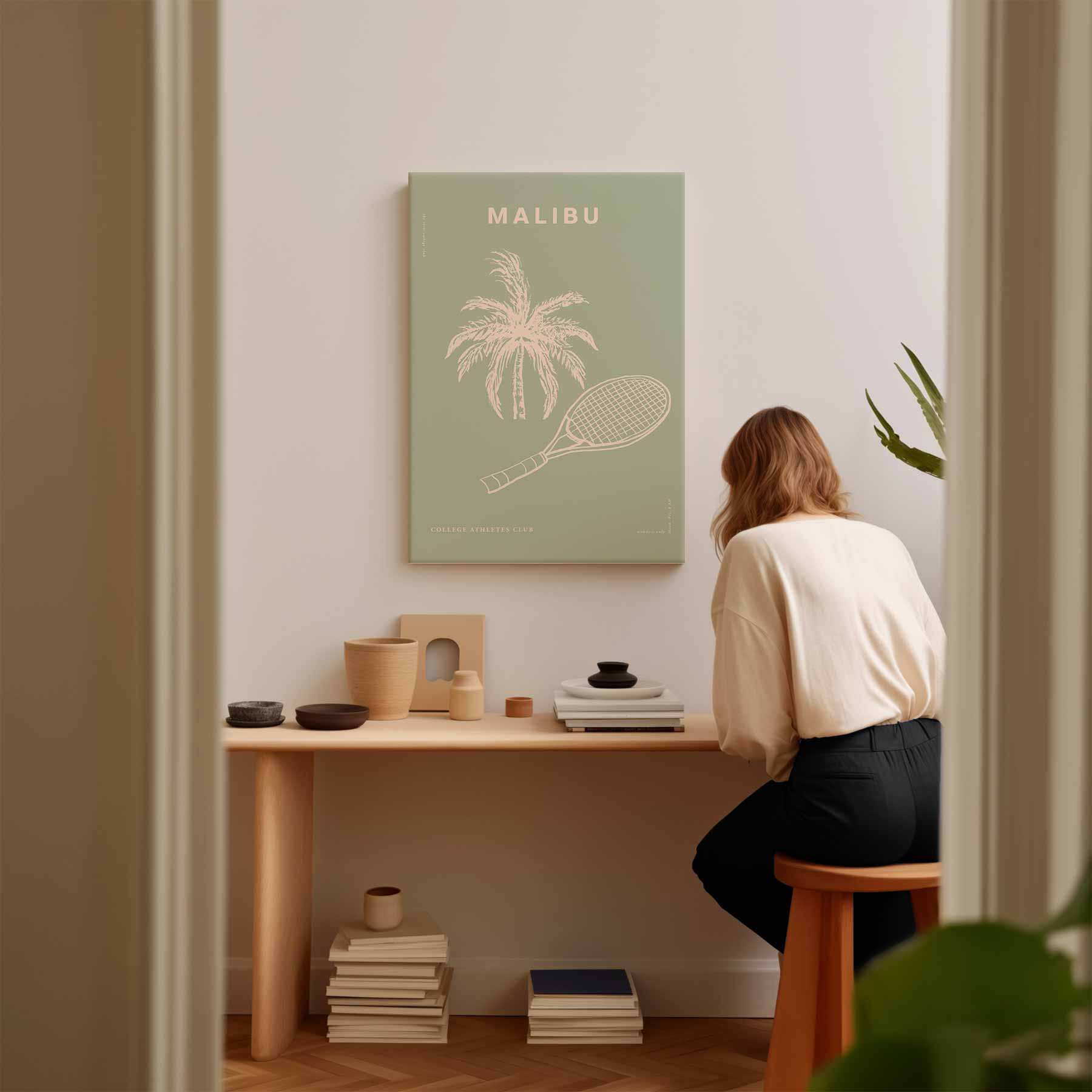 Malibu Tennis Avontuur Kunstwerk-canvas-dibond-plexiglas-wanddecoratie-WallArtistic