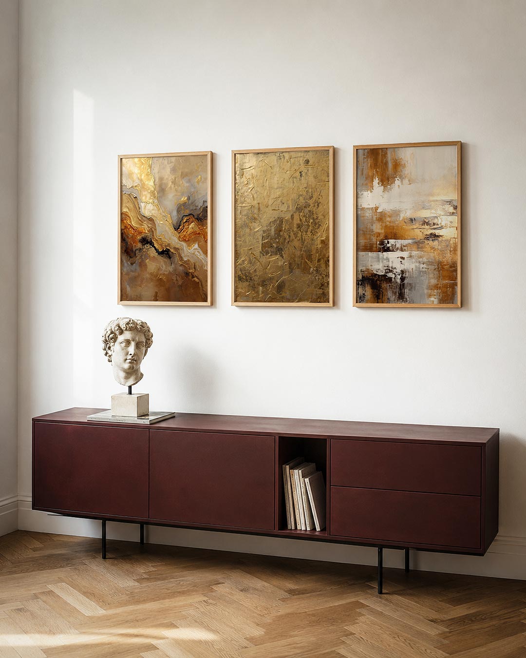 Gouden vormenstroom Posterset