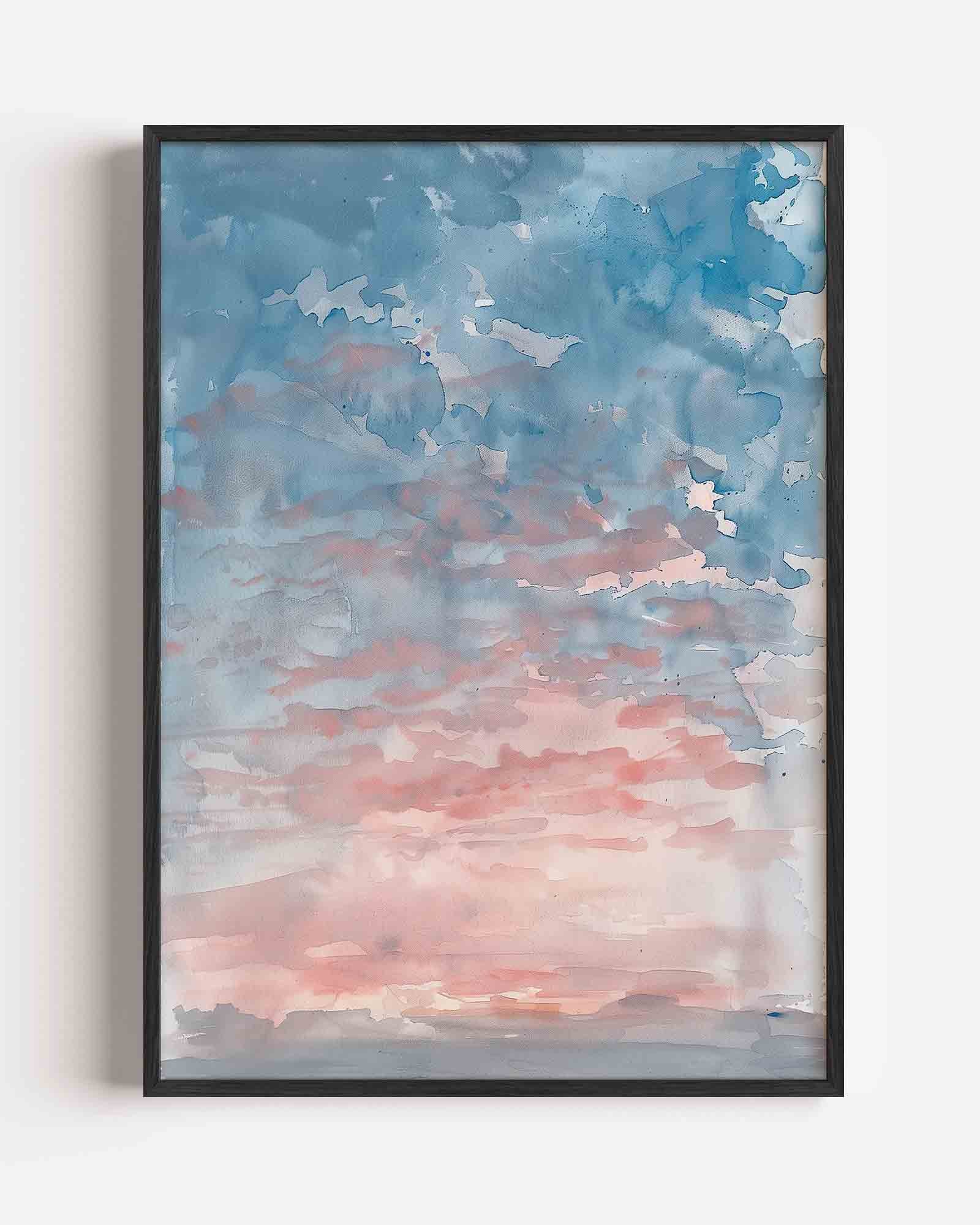 Blauwe en roze lucht Poster