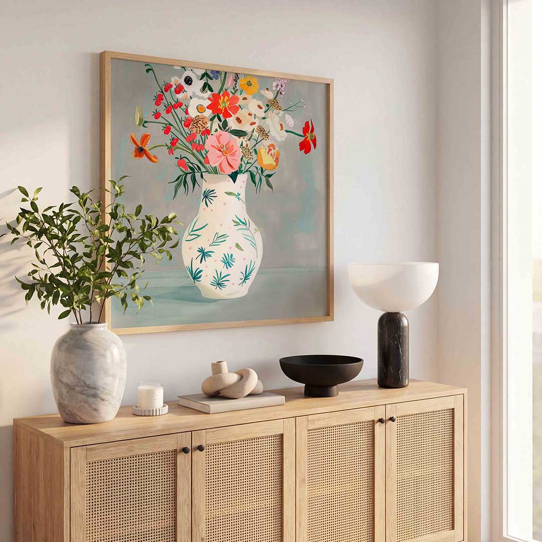 Bloemen in vaas Poster