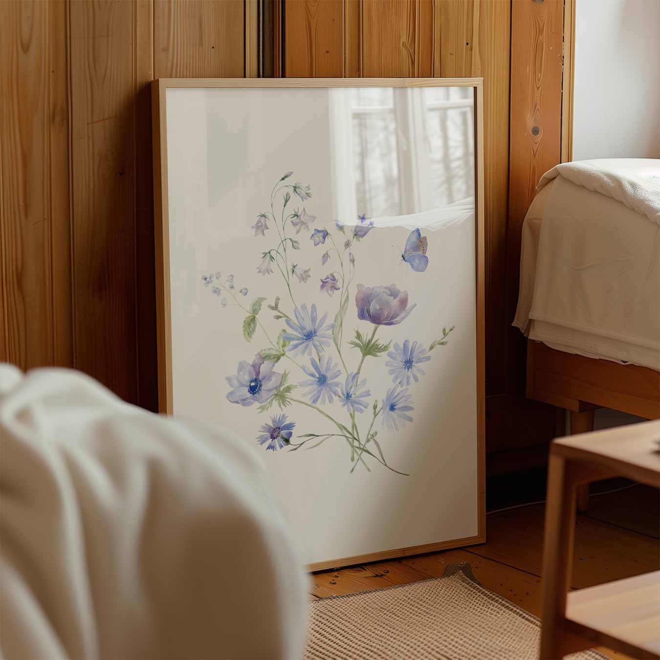 Bloemen en Vlinders Waterverf Poster-WallArtistic