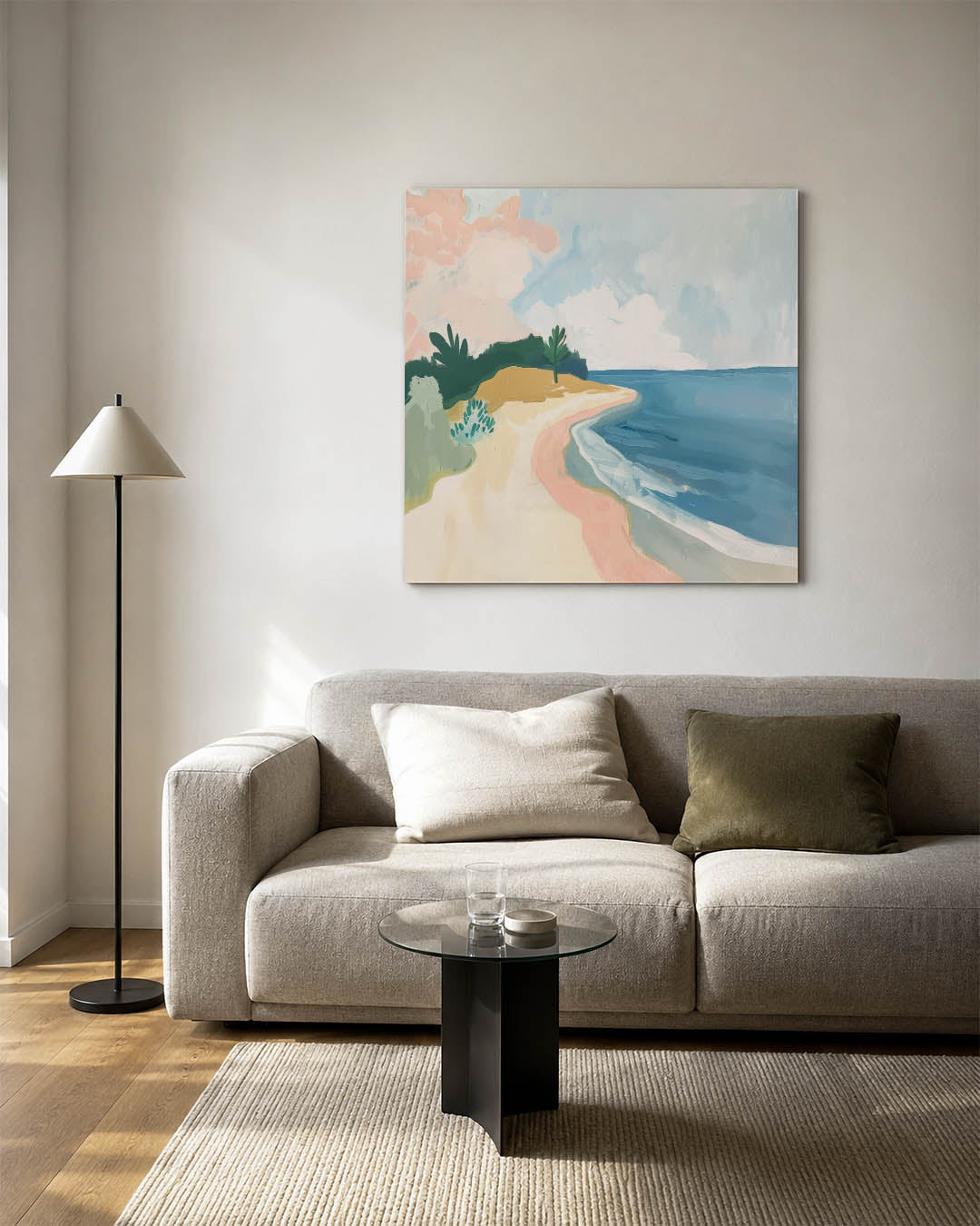 Kleurrijk strandlandschap Kunstwerk