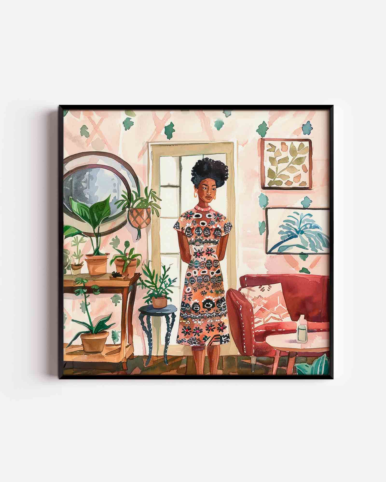 Vrouw in interieur Poster