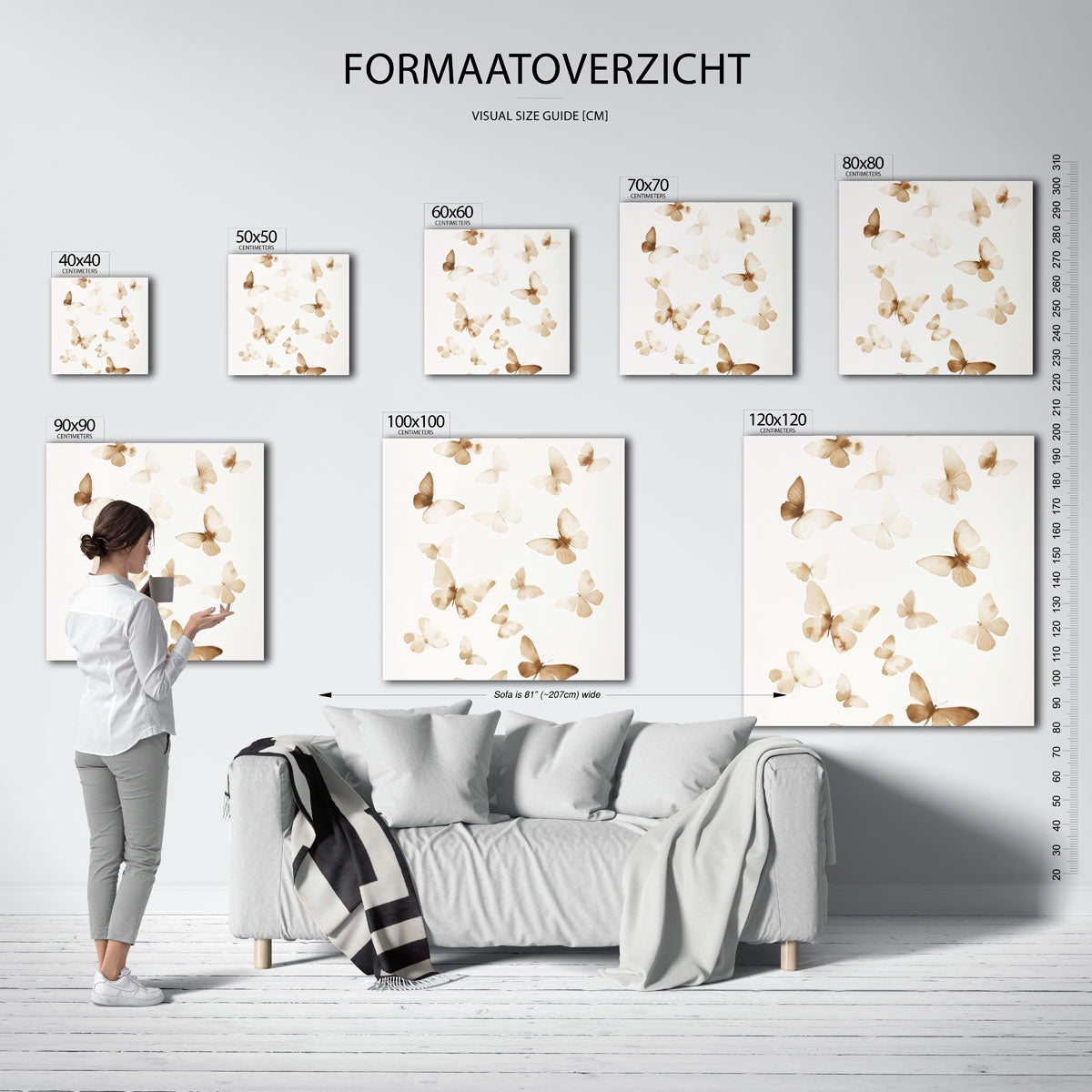 Vlinders in beige Poster