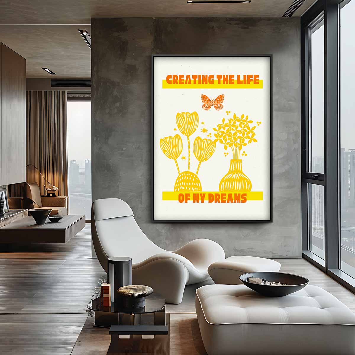 Bloemen en Vlinders Dromen Kunstwerk-canvas-dibond-plexiglas-wanddecoratie-WallArtistic