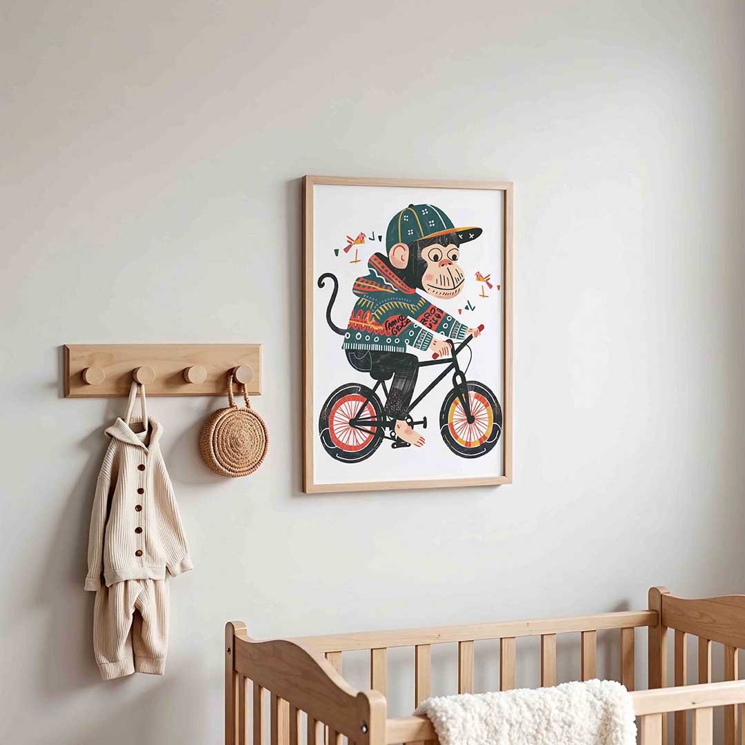 Aap op fiets Poster