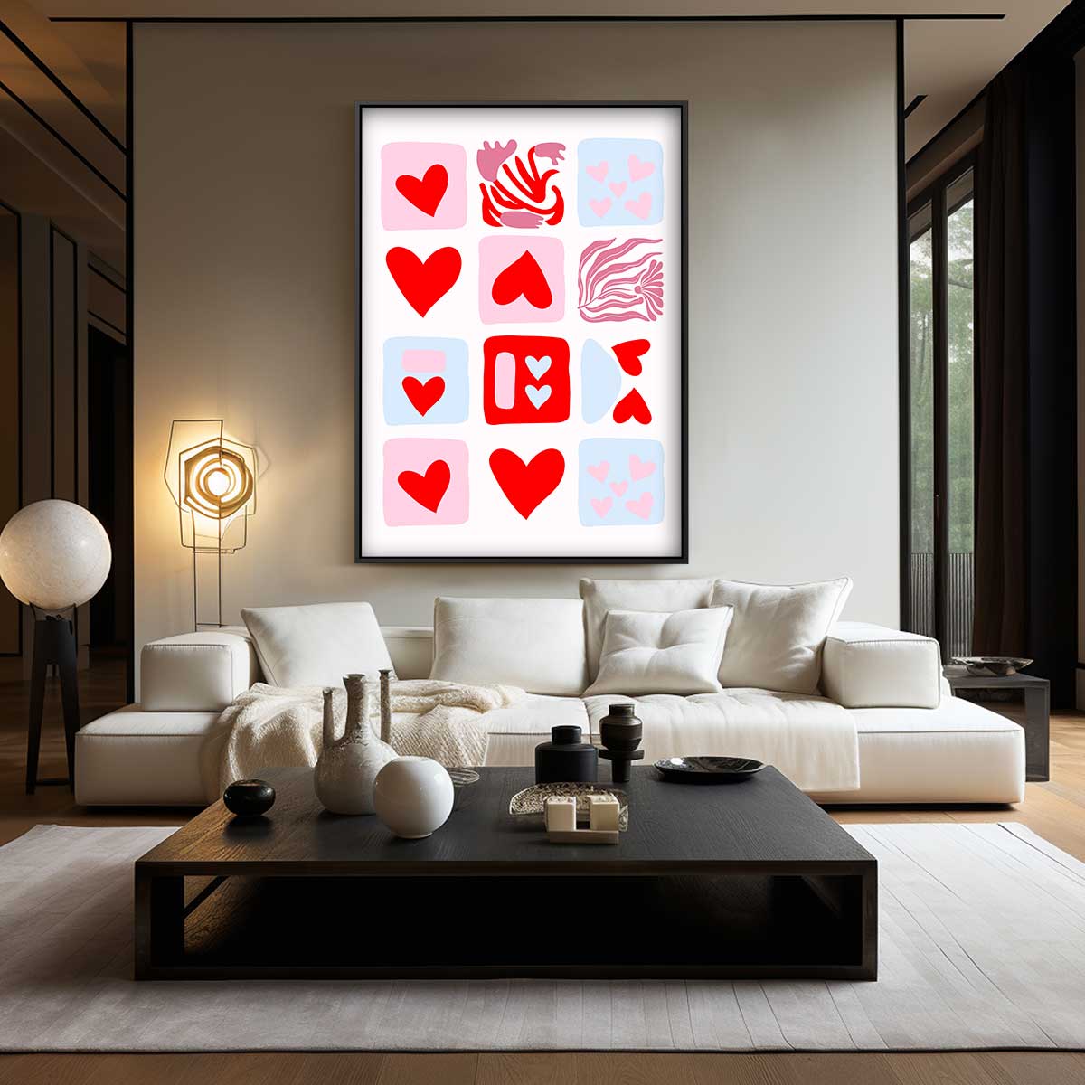 Liefdesvierkantjes kunstprint Kunstwerk-canvas-dibond-plexiglas-wanddecoratie-WallArtistic