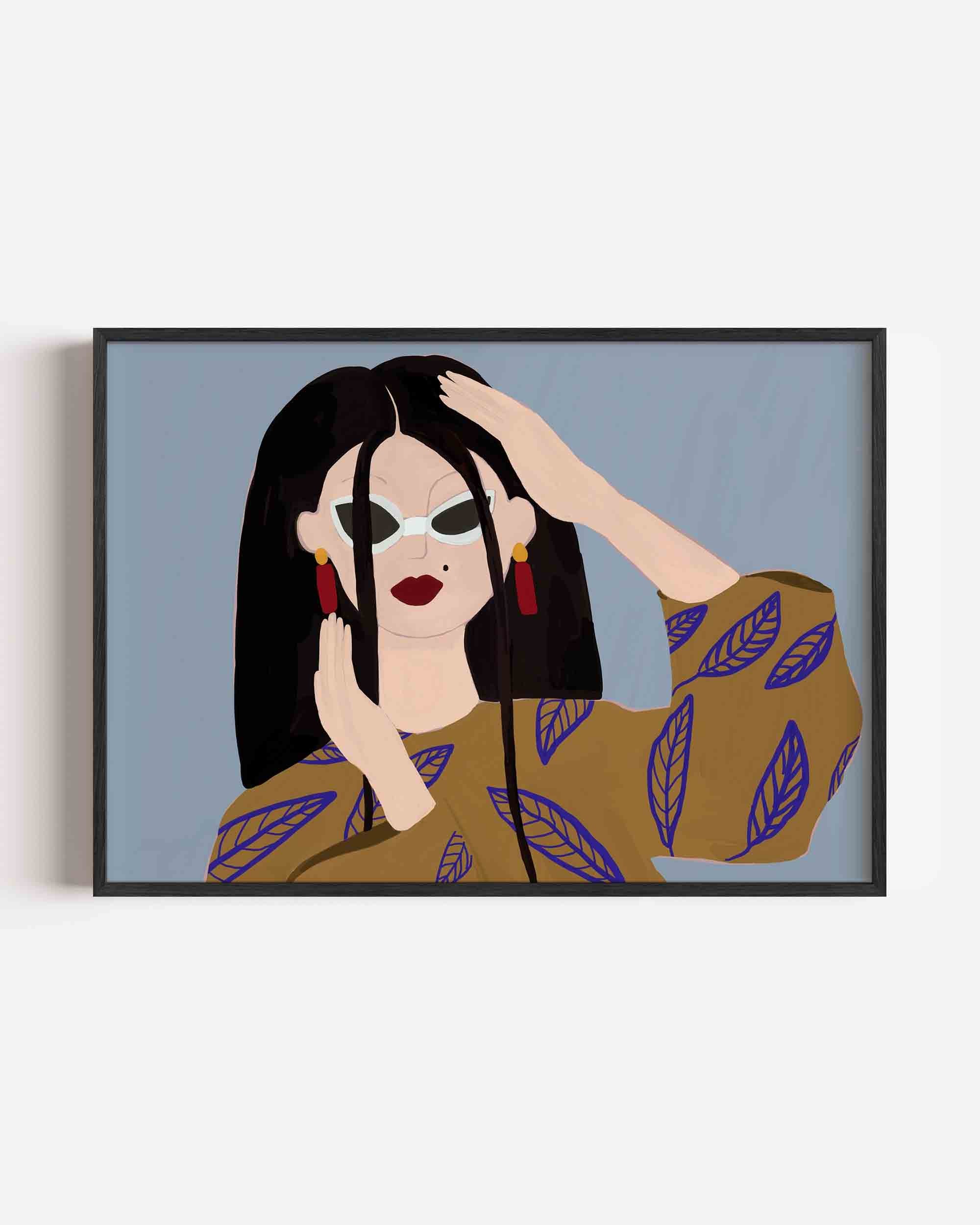 Vrouw met zonnebril Poster
