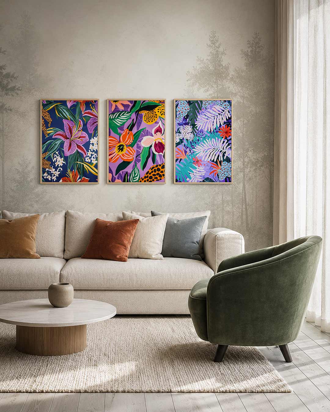 Bloemrijke kleurvlakken Posterset
