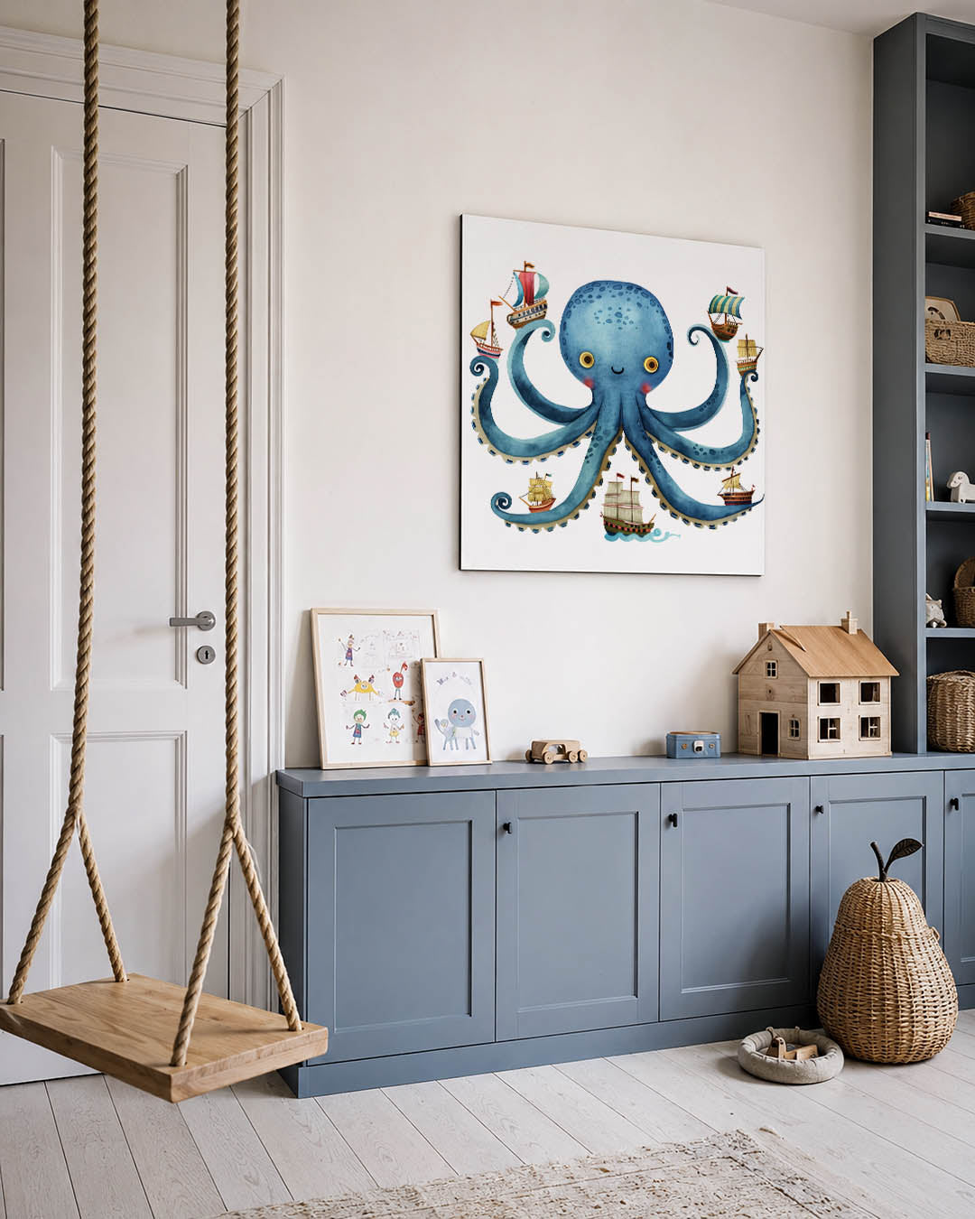 Vrolijke octopus illustratie Kunstwerk