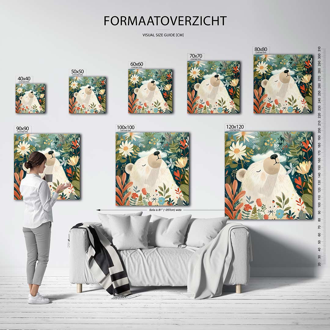 Dromerige beer in bloemen Kunstwerk