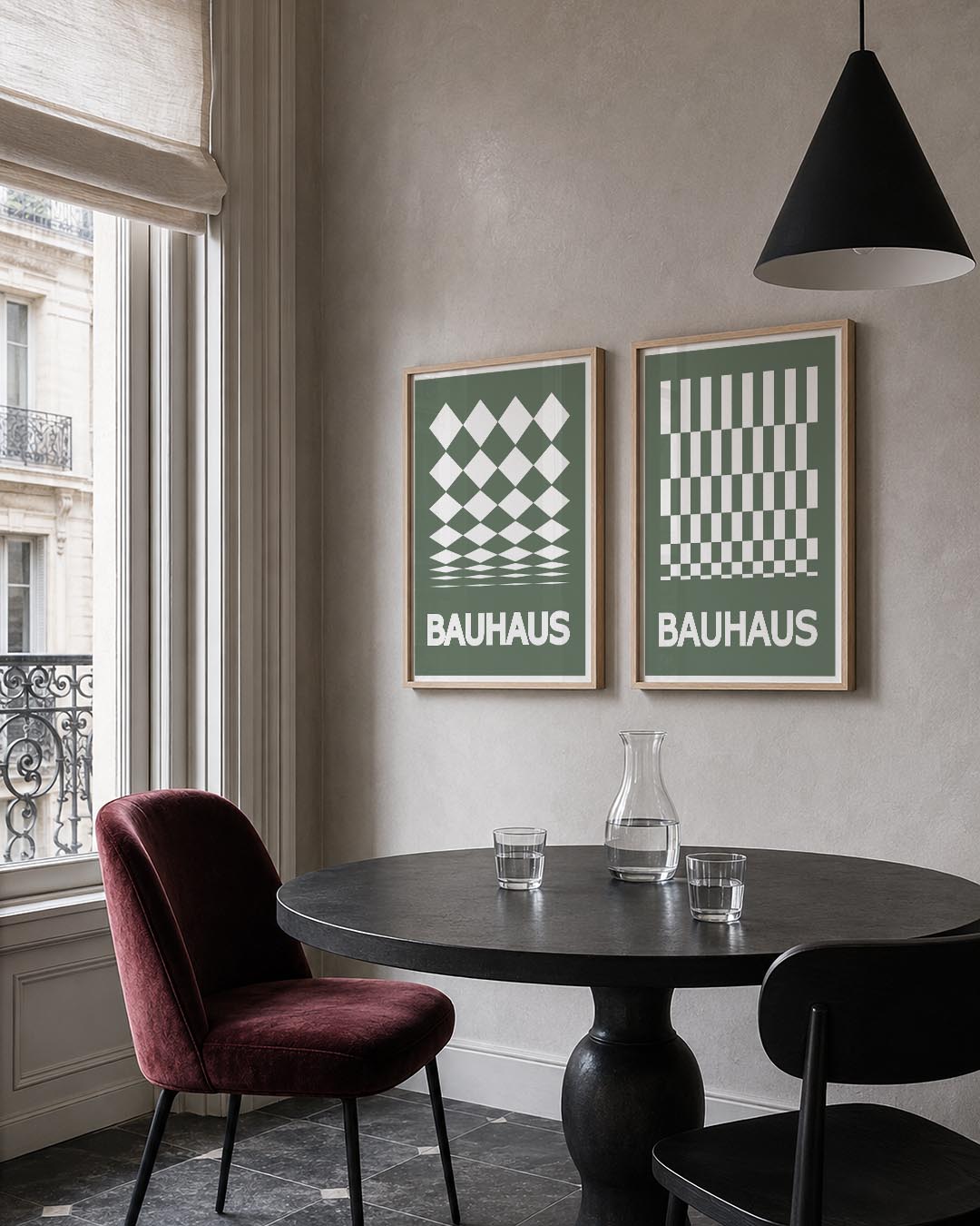 Ruitpatroon en tekst Posterset
