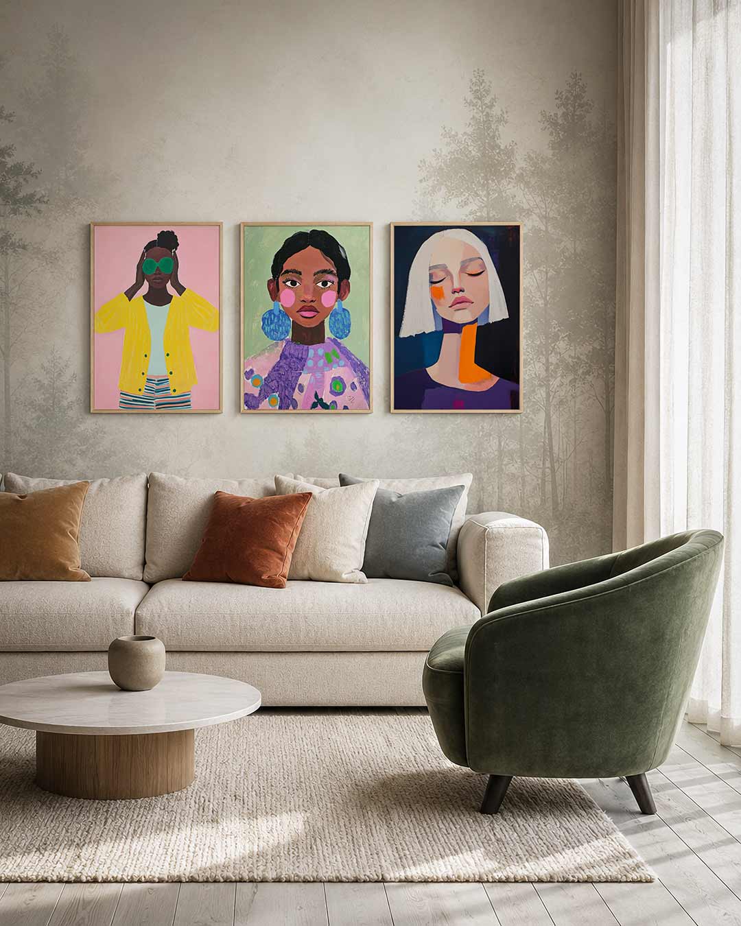 Kleurrijke portretuitstraling Posterset