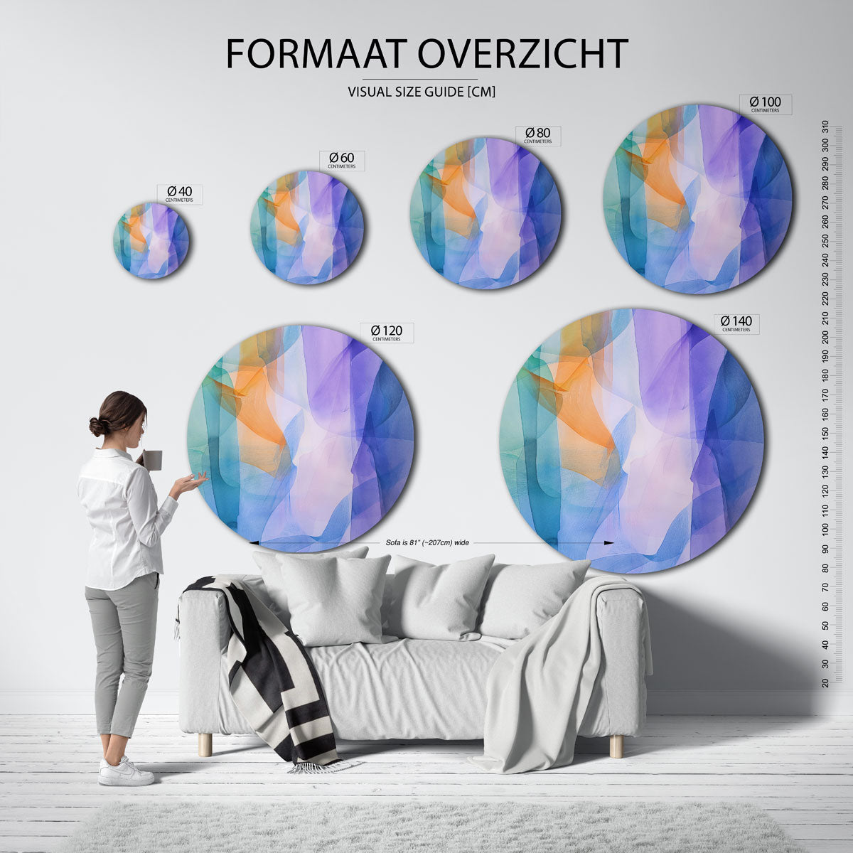 Kleurrijke abstracte vormen Muurcirkel