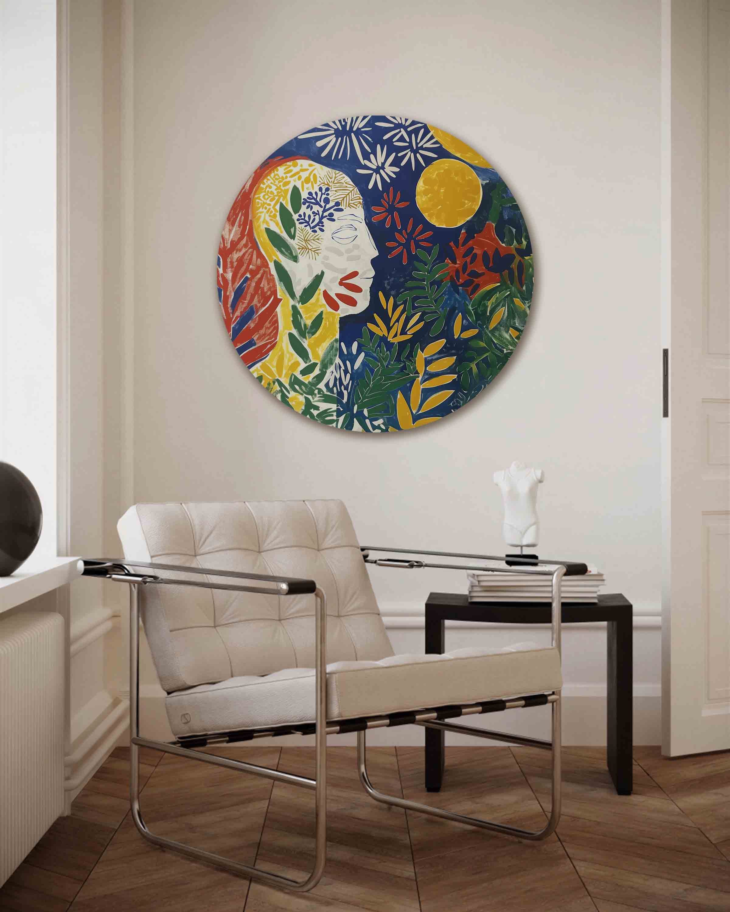 Abstracte figuur met bladeren Muurcirkel