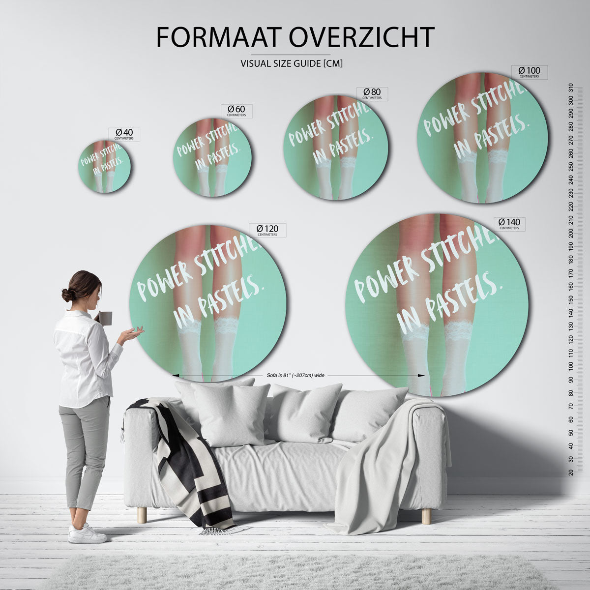 Pastel benen Muurcirkel