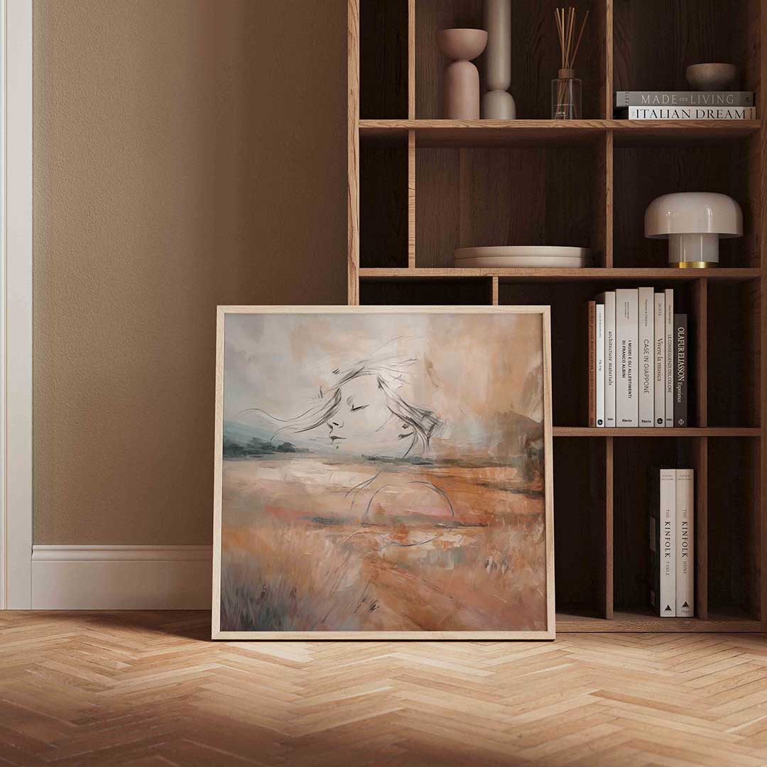 Dromerig landschap met gezicht Poster