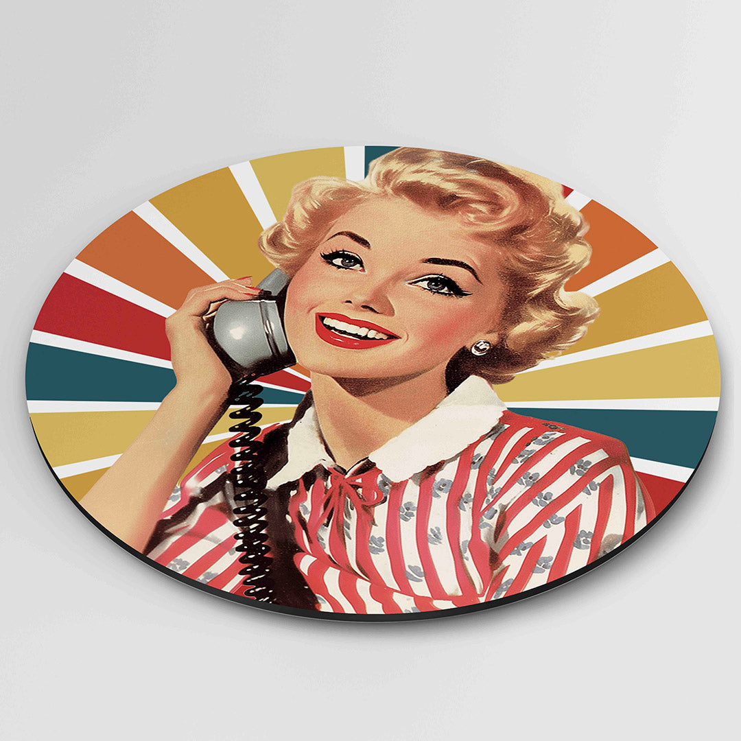 Vrouw met telefoon Muurcirkel