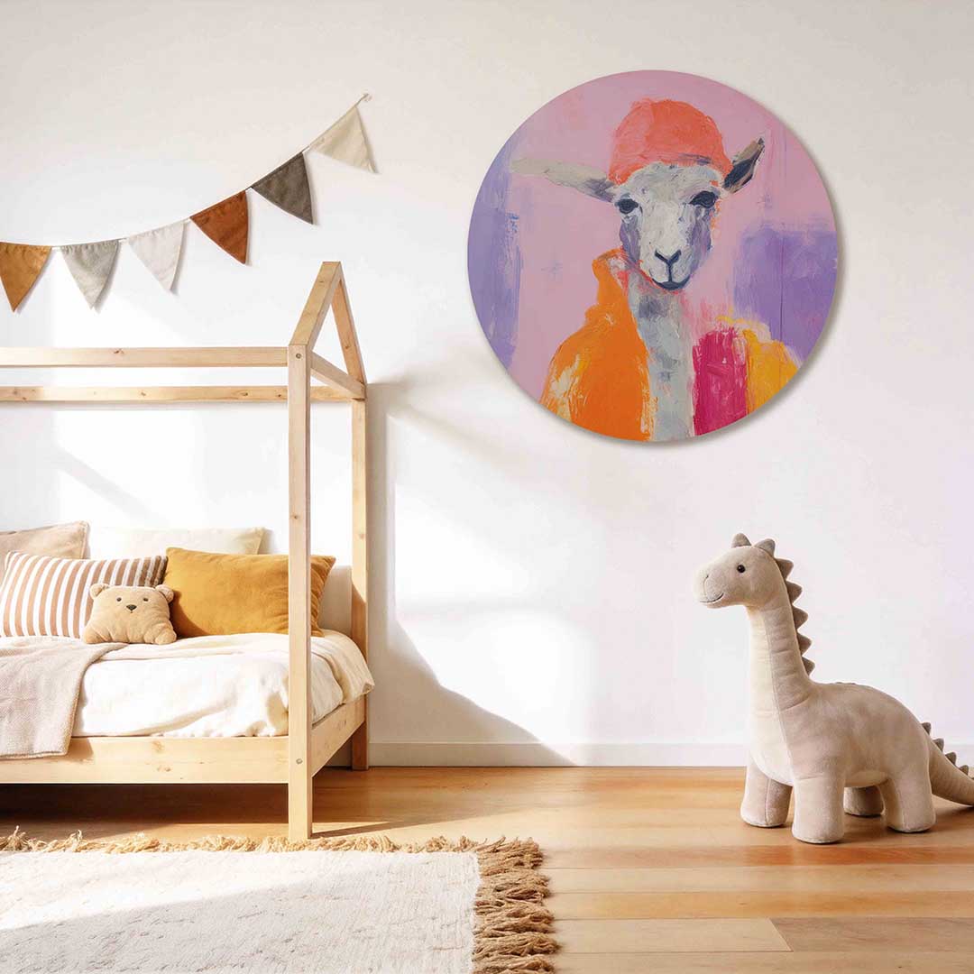 Schaap met oranje hoed Muurcirkel