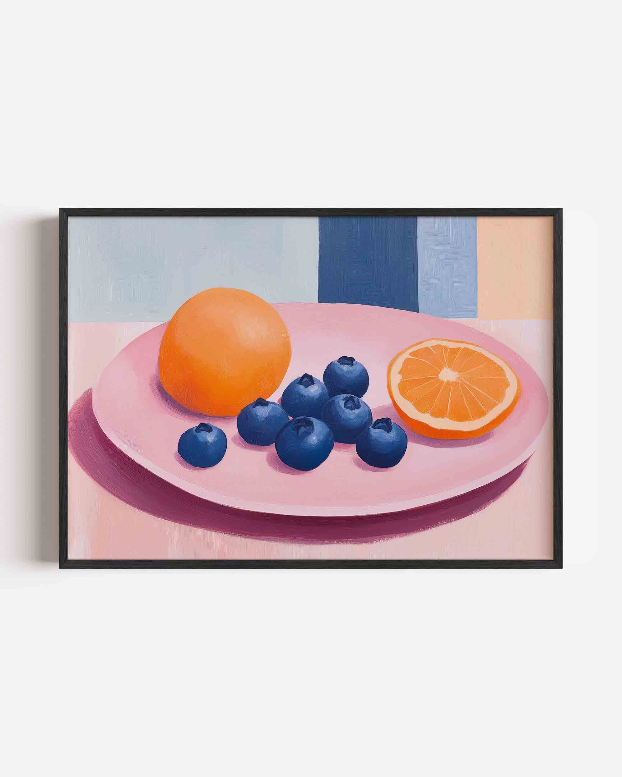 Fruit op roze bord Poster
