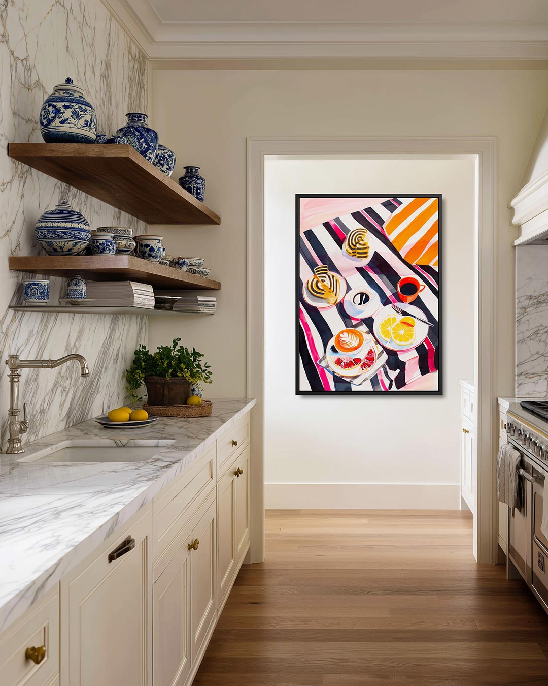 Kleurrijke ontbijtsetting Kunstwerk