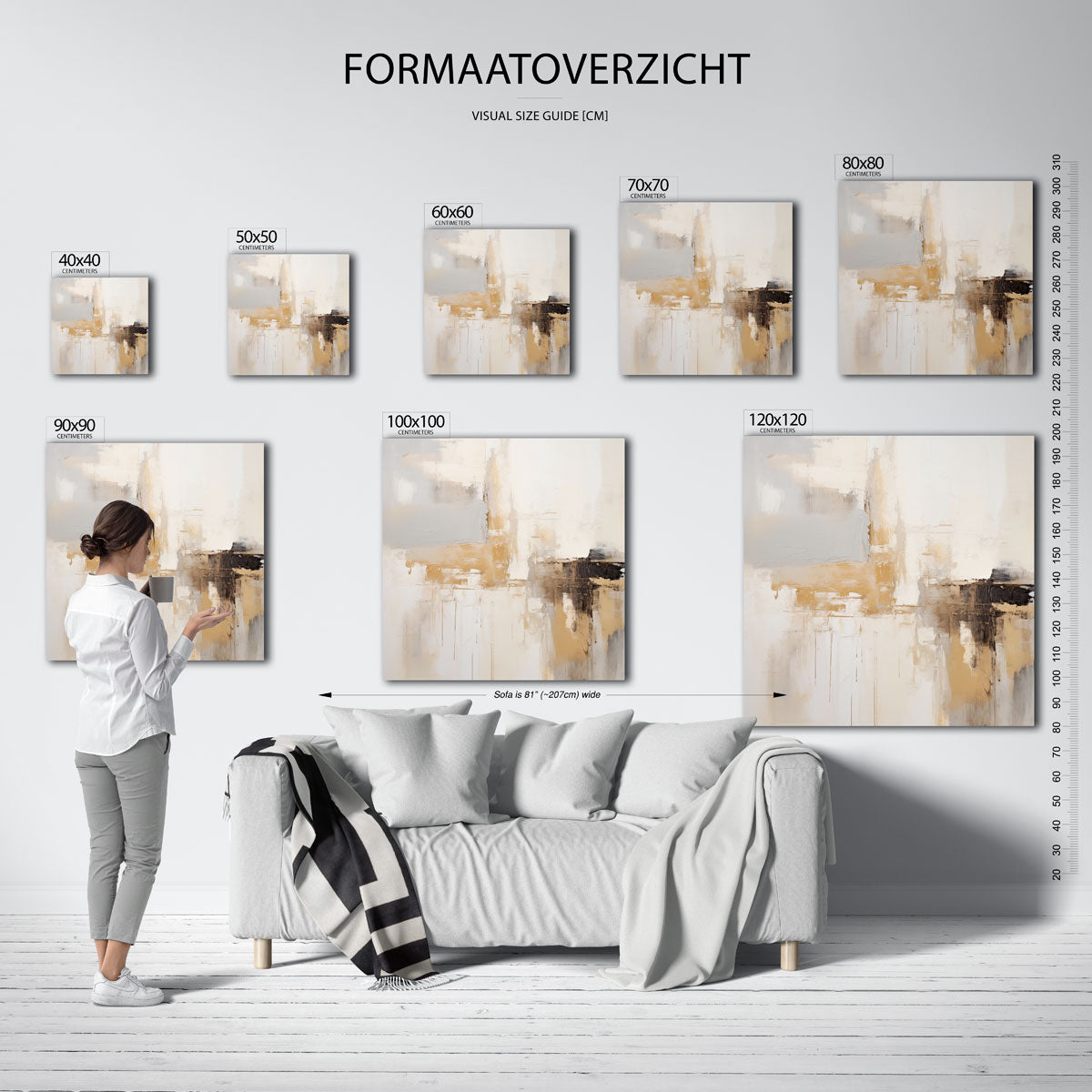 Abstracte beige en grijze Poster