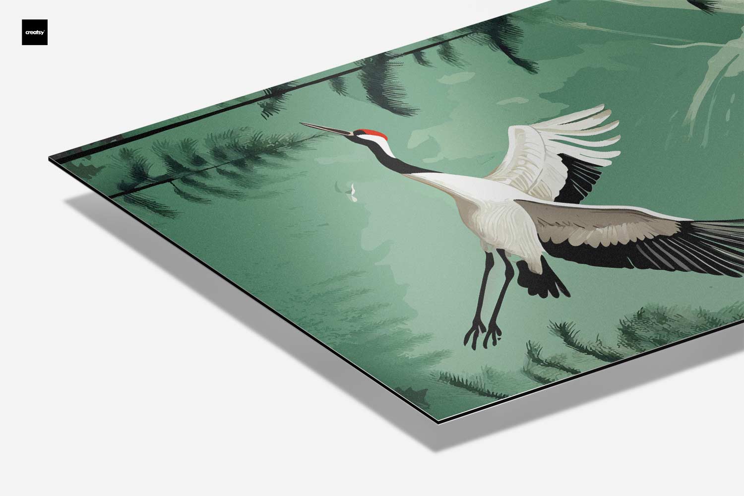 Vliegende Kranen in Berglandschap Kunstwerk