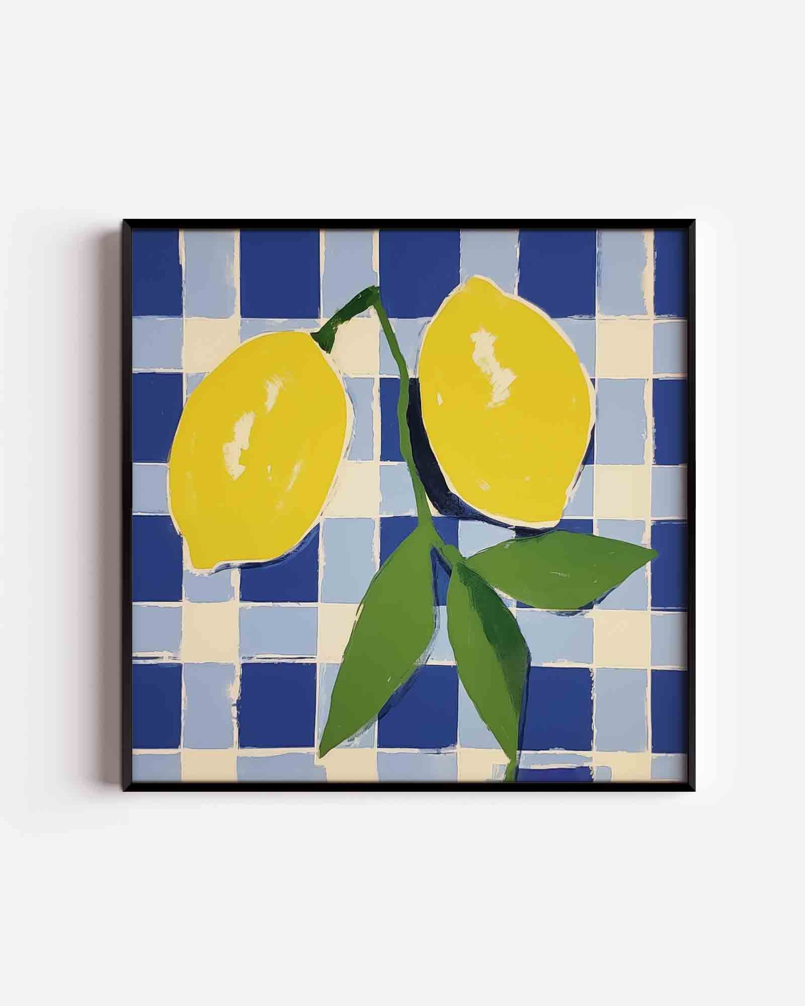Citroenen op blauw wit Poster