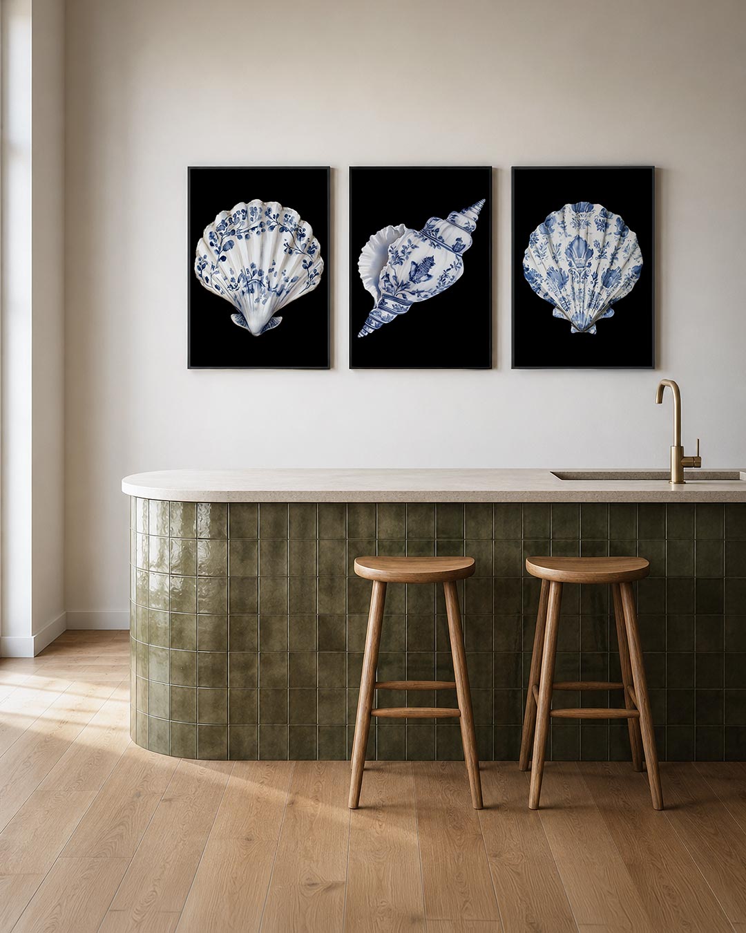 Schelpenpatroon blauw Posterset
