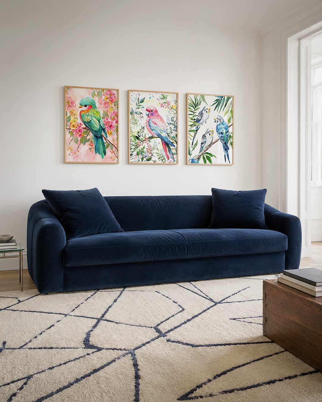 Vogel en bloesem Posterset