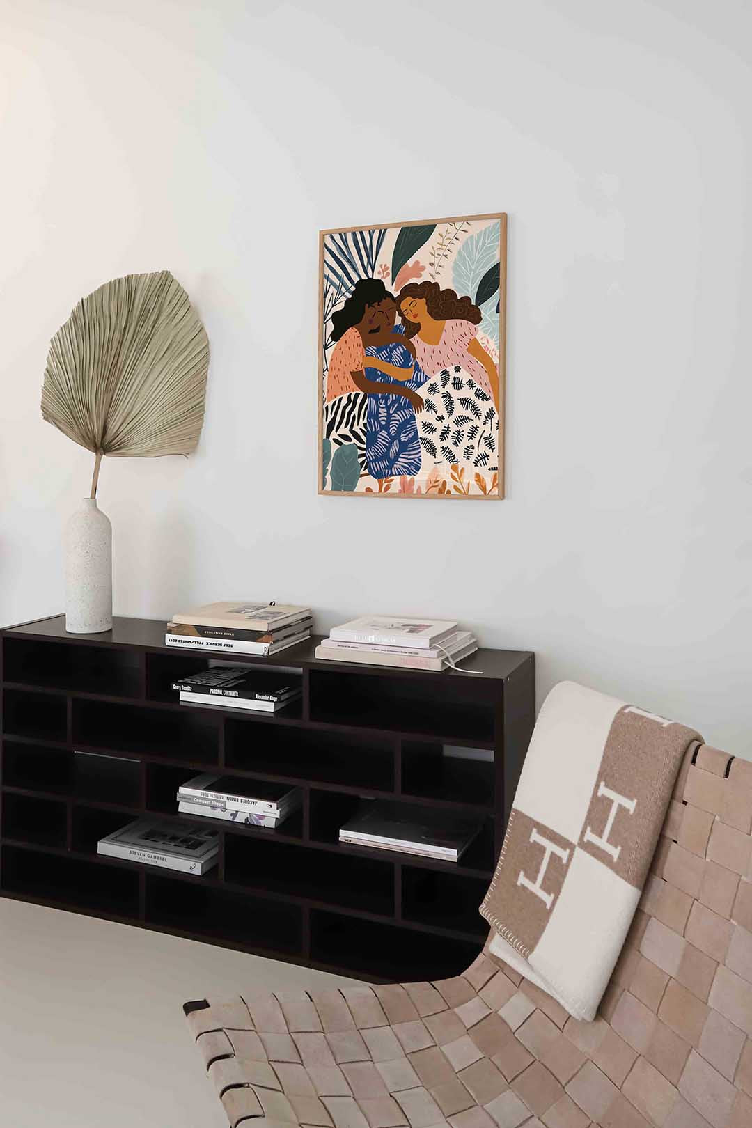 Drie figuren met bladeren Poster