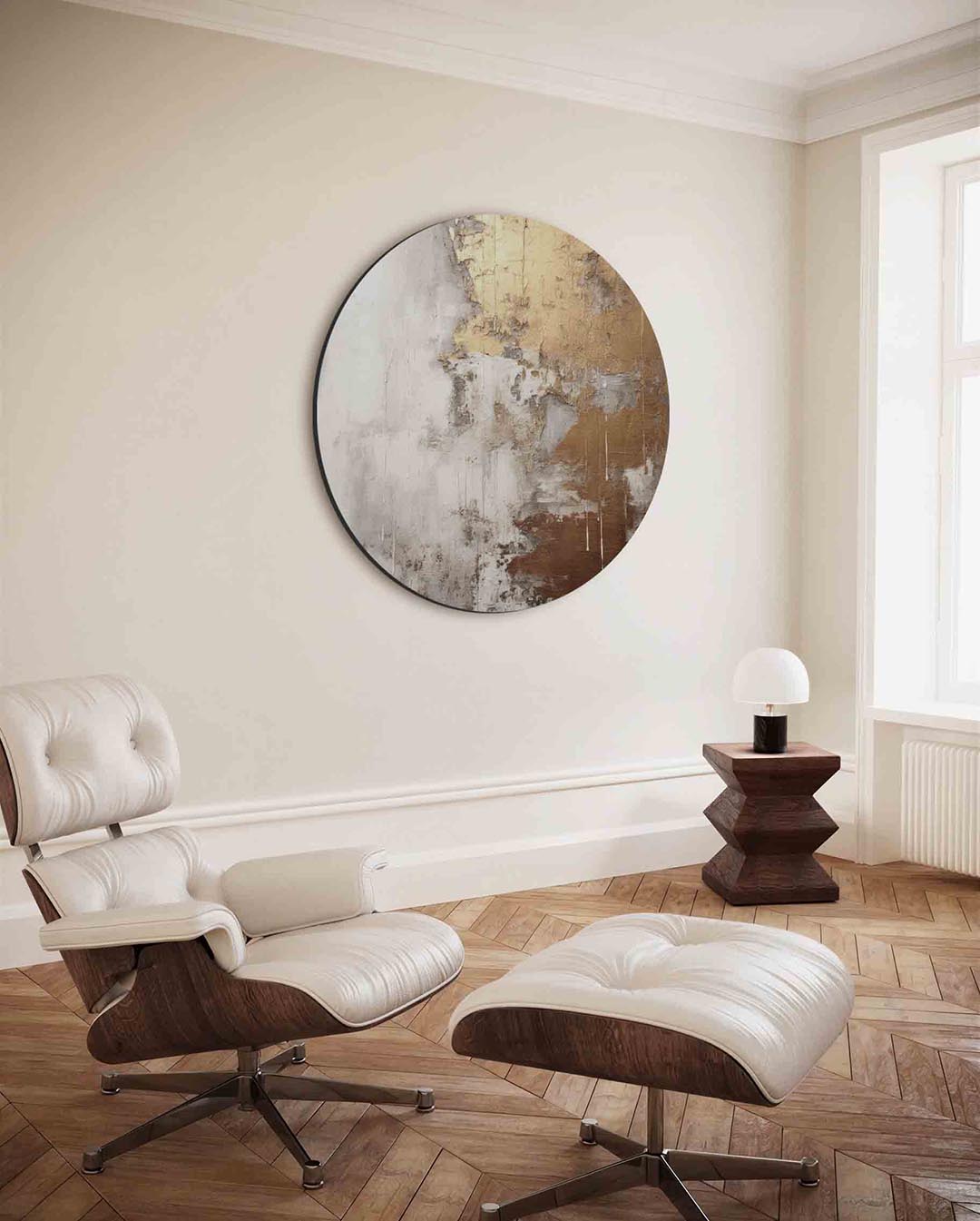 Goud en beige textuur Muurcirkel