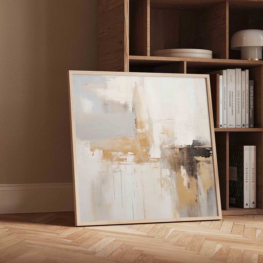 Abstracte beige en grijze Poster