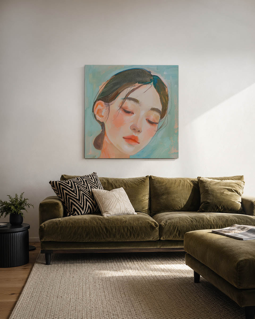 Dromerige portretstudie Kunstwerk