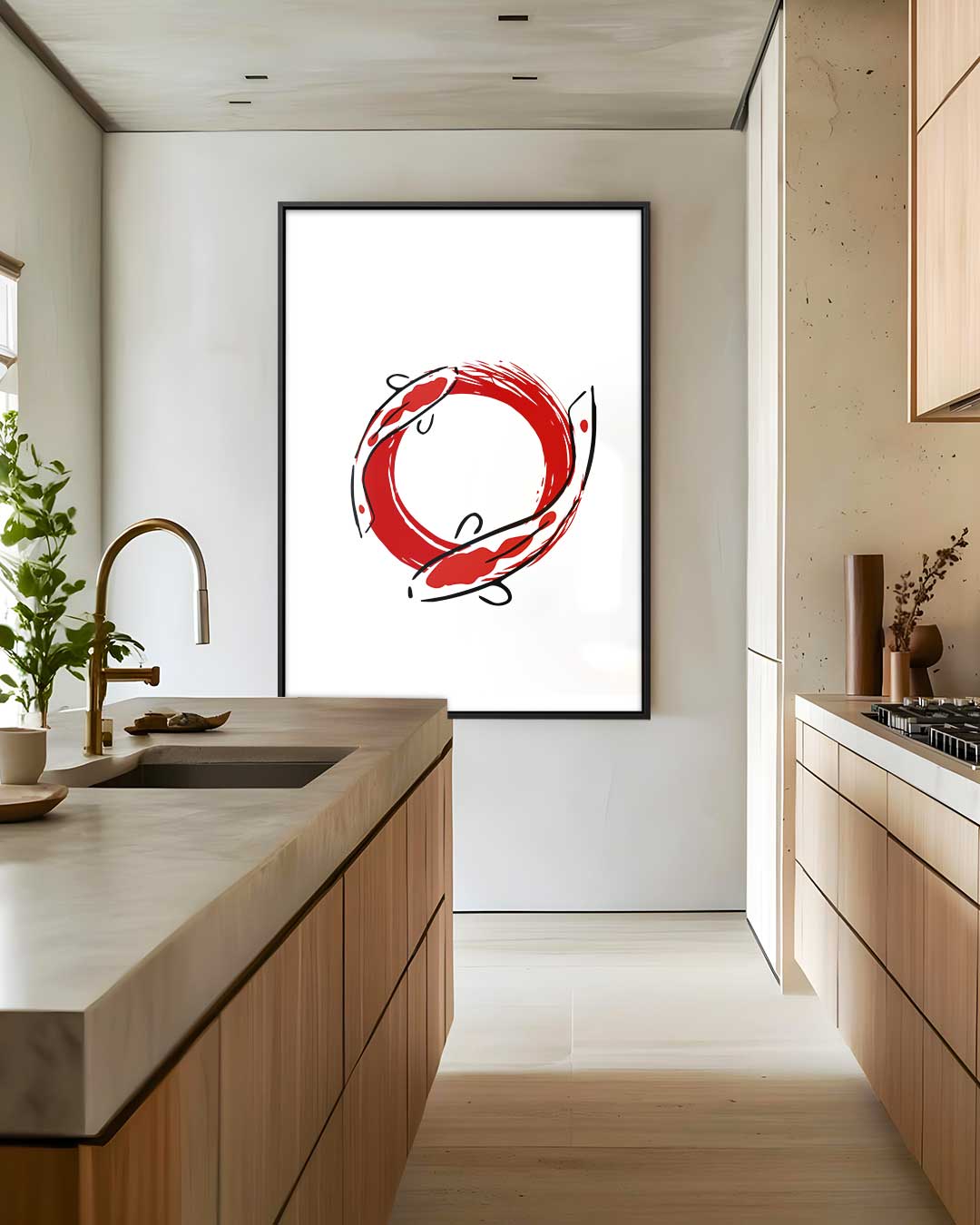 Krachtige Koi Cirkel Kunstwerk-canvas-dibond-plexiglas-wanddecoratie-WallArtistic