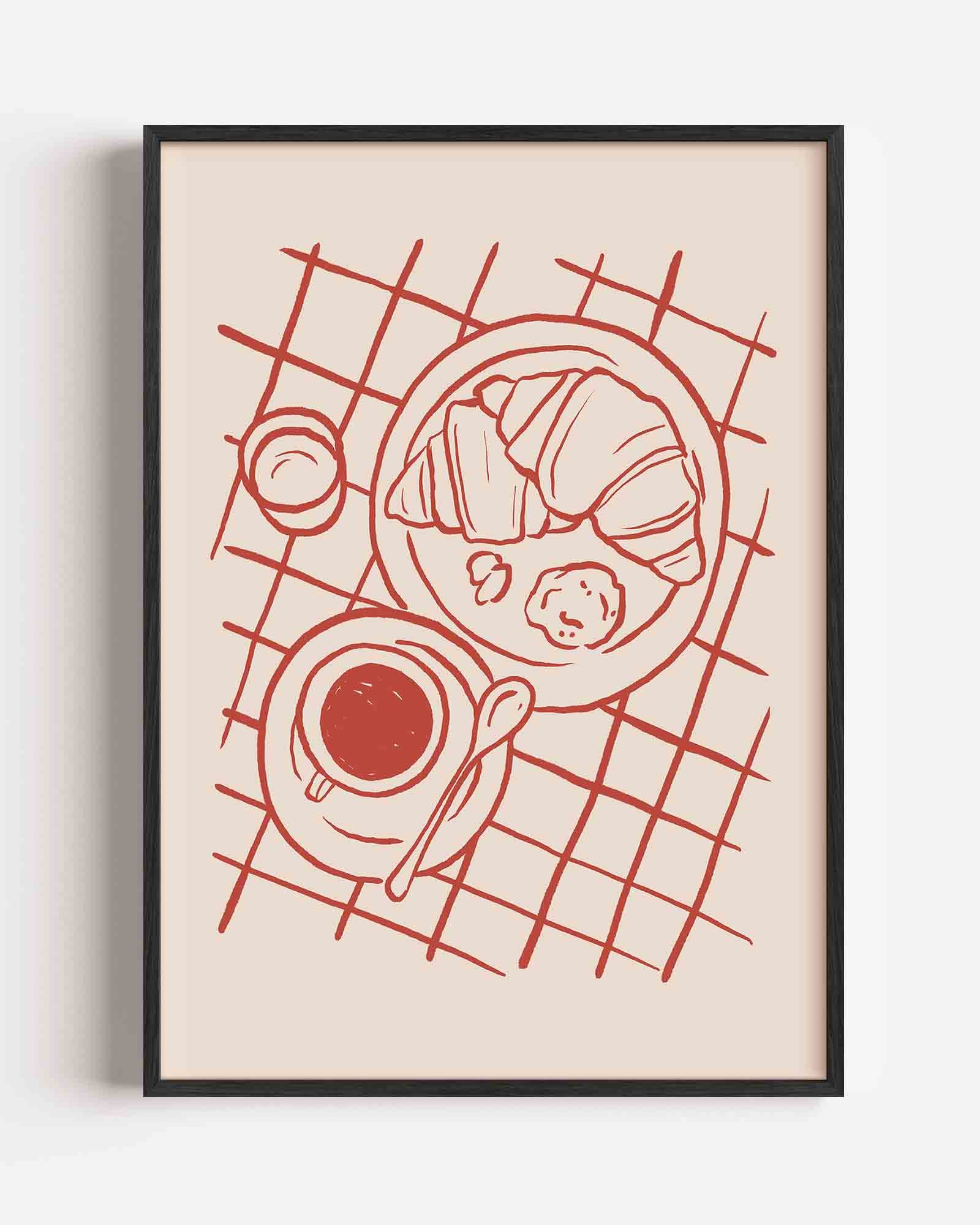 Ontbijt met croissant Poster