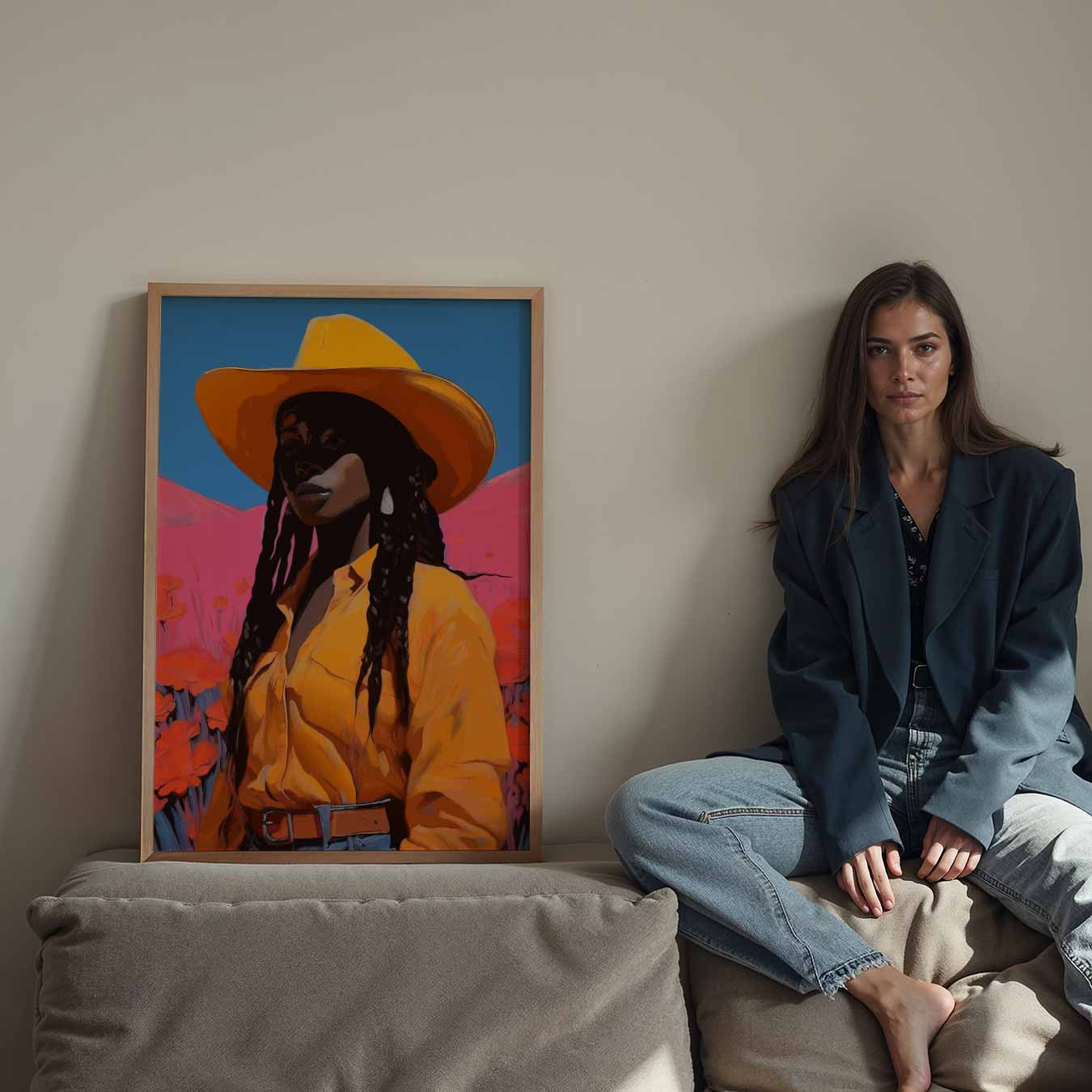 Vrouwelijke Cowboy Vibes Poster-WallArtistic