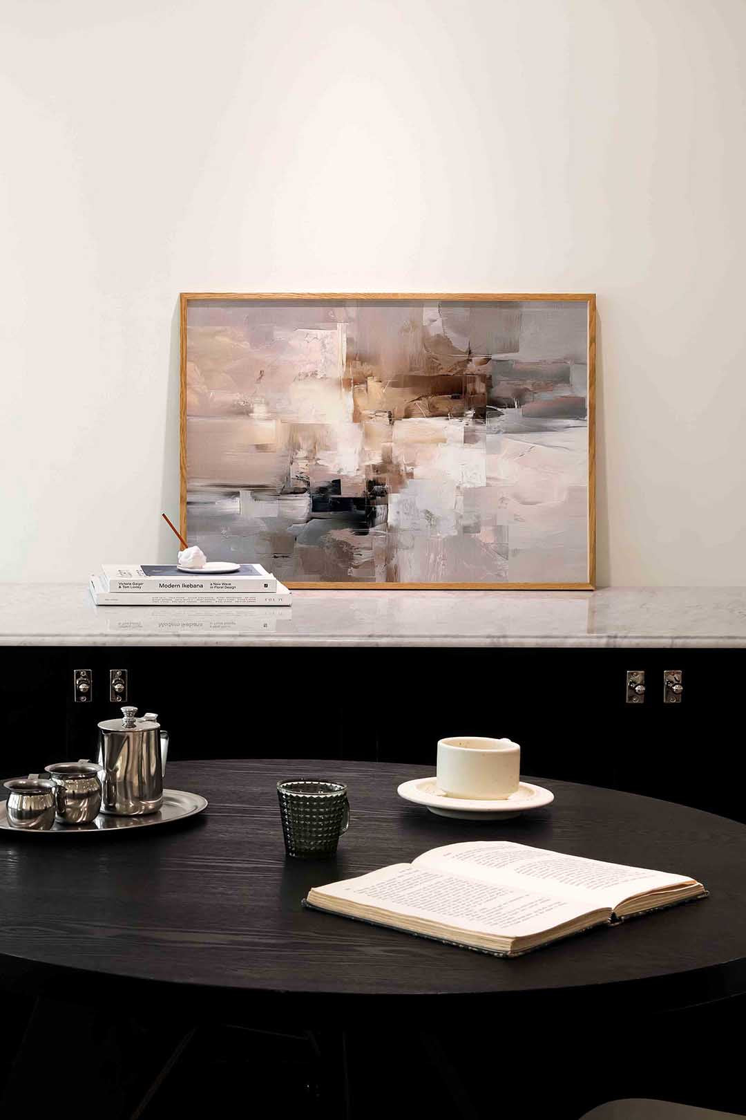 Abstracte beige en grijze Poster
